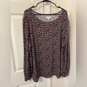 Kim Rogers Plus Size 3x Long Sleeve Blouse in Navy, Pink & White